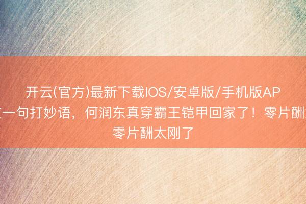 开云(官方)最新下载IOS/安卓版/手机版APP 网友一句打妙语，何润东真穿霸王铠甲回家了！零片酬太刚了