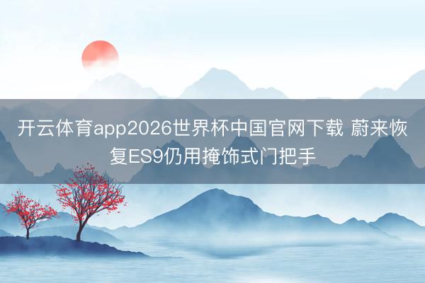 开云体育app2026世界杯中国官网下载 蔚来恢复ES9仍用掩饰式门把手