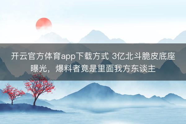 开云官方体育app下载方式 3亿北斗脆皮底座曝光，爆料者竟是里面我方东谈主